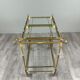Rolling table cart in gilded brass with two glass shelves, 20th century.