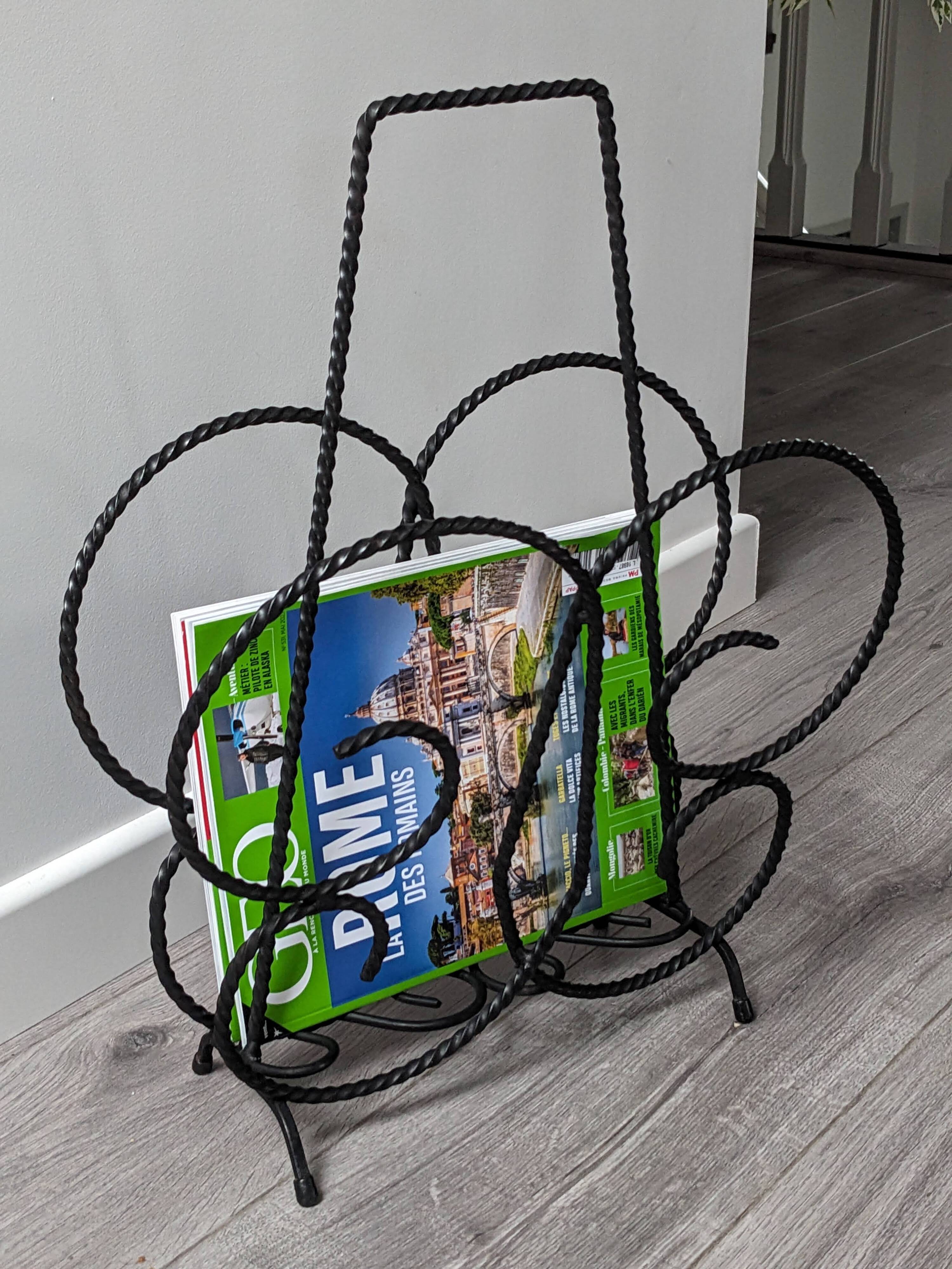 Vintage wrought iron magazine rack