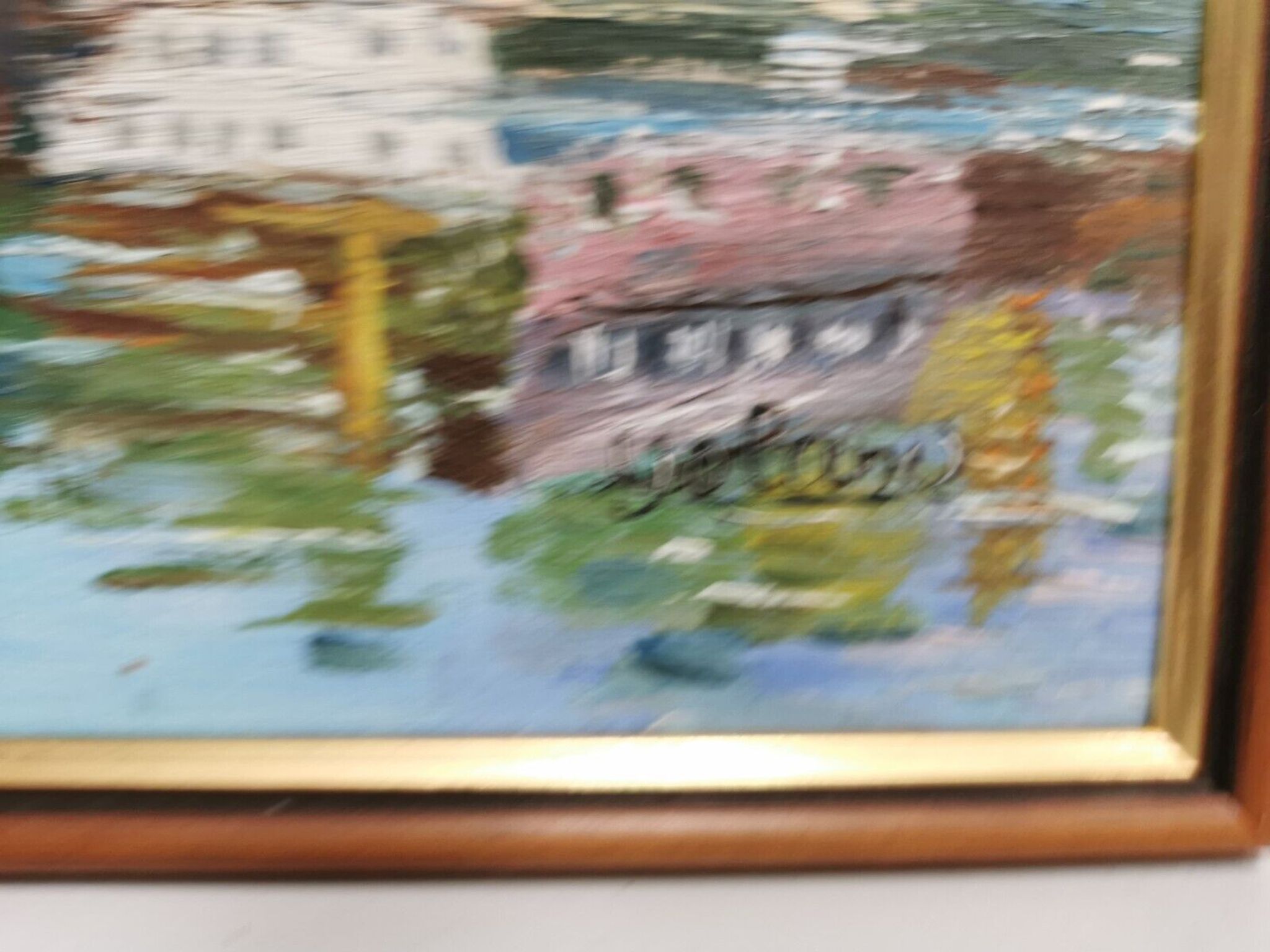 Painting / oil on canvas signed yoland, the port, the boats ....