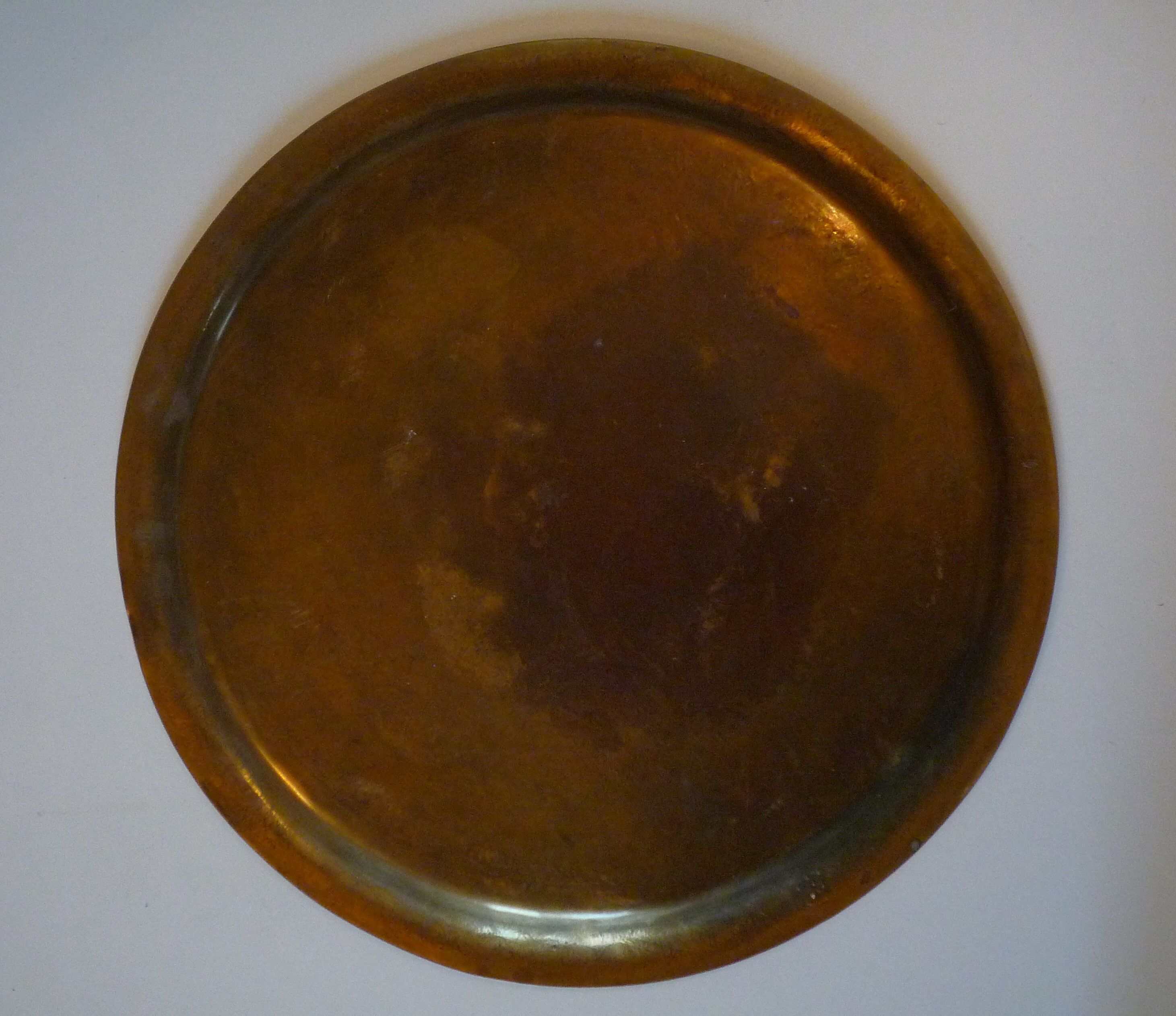 Old copper tray, chiseled, Moroccan