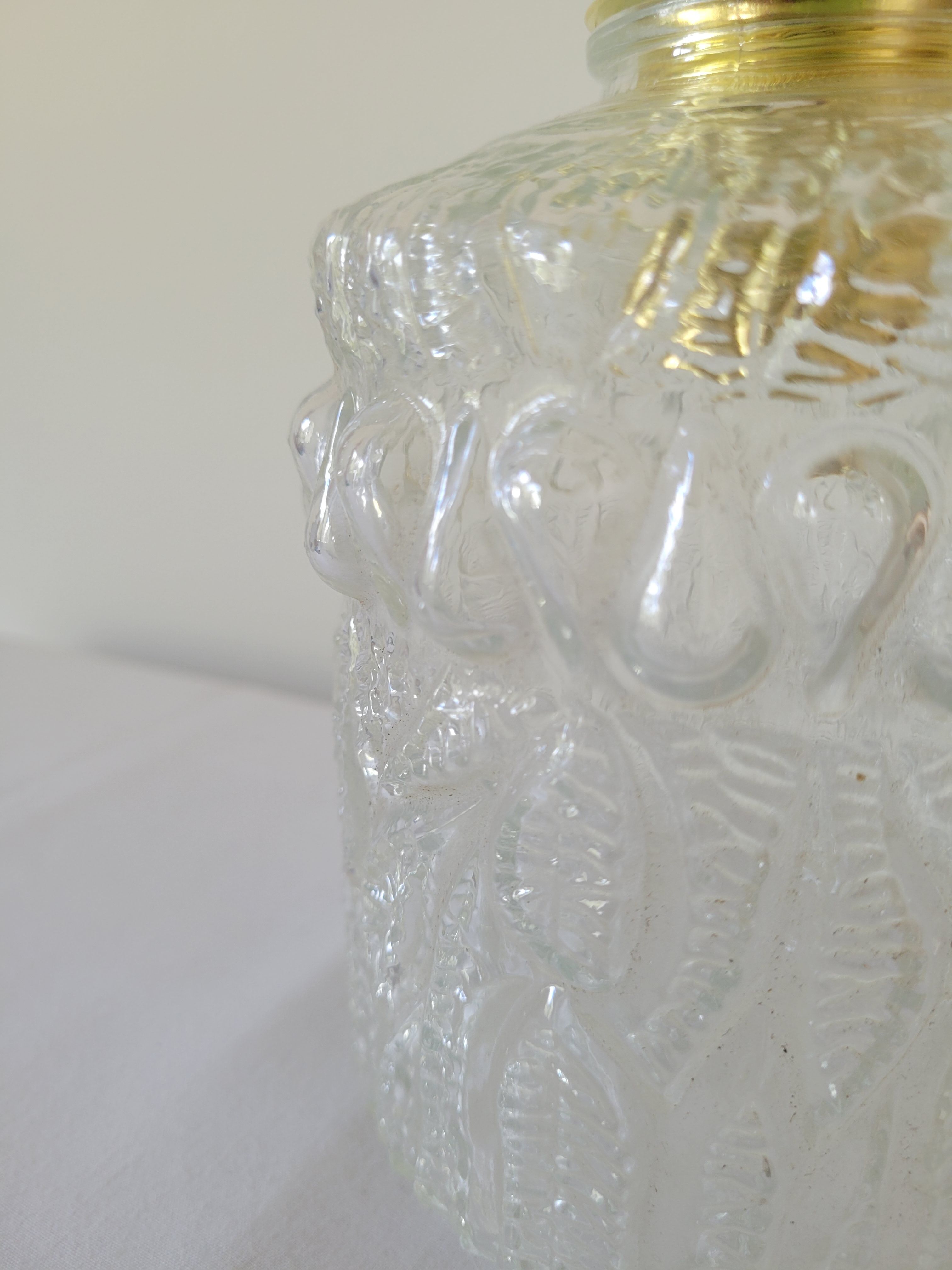 Porcelain, brass and glass wall lamp
