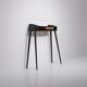 1950s Italian Black Lacquered Wood Console with Brass Drawer Front