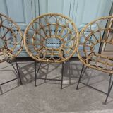 Rattan and metal children's chairs
