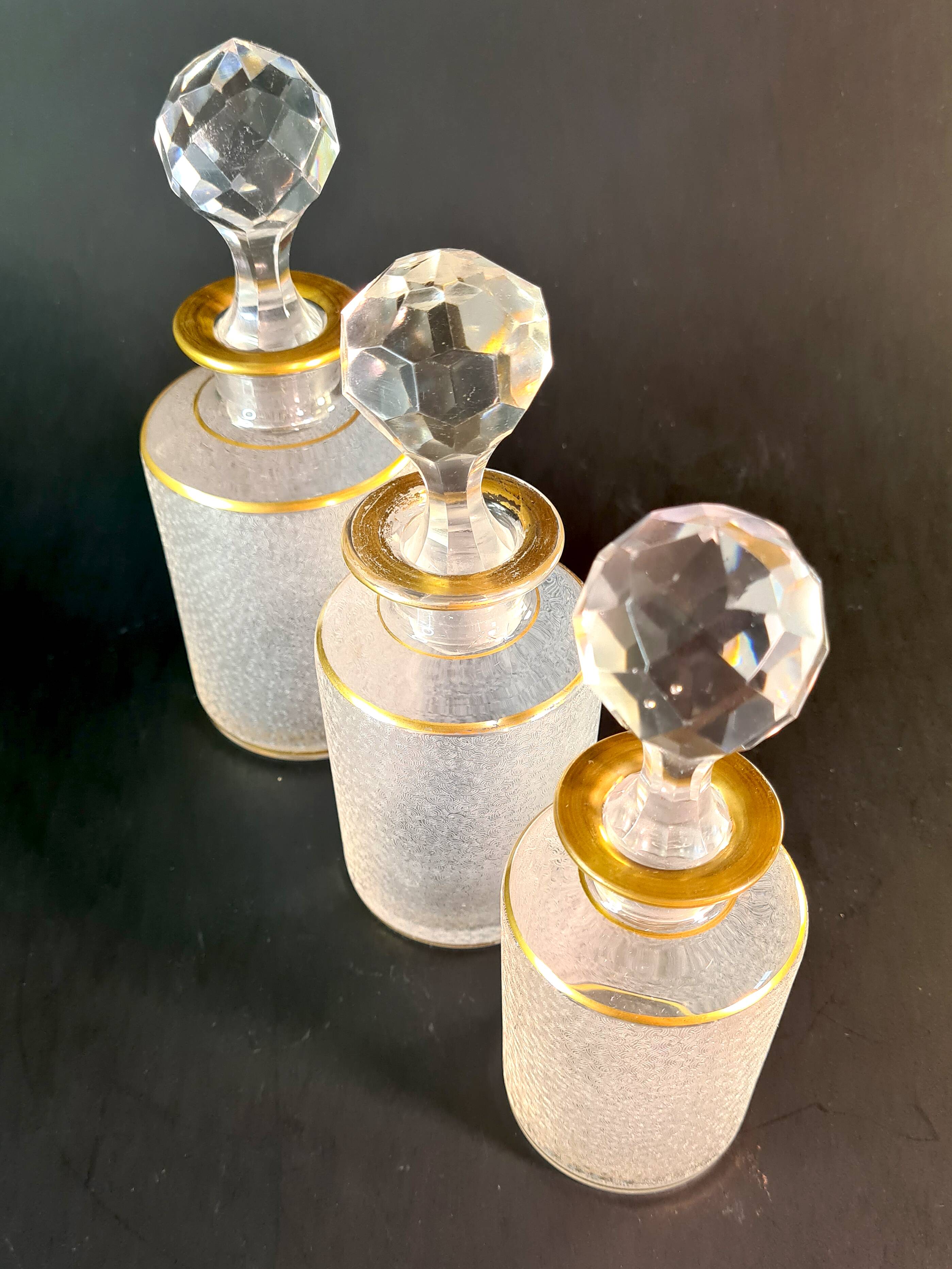 Napoleon III frosted crystal toilet set by Saint Louis