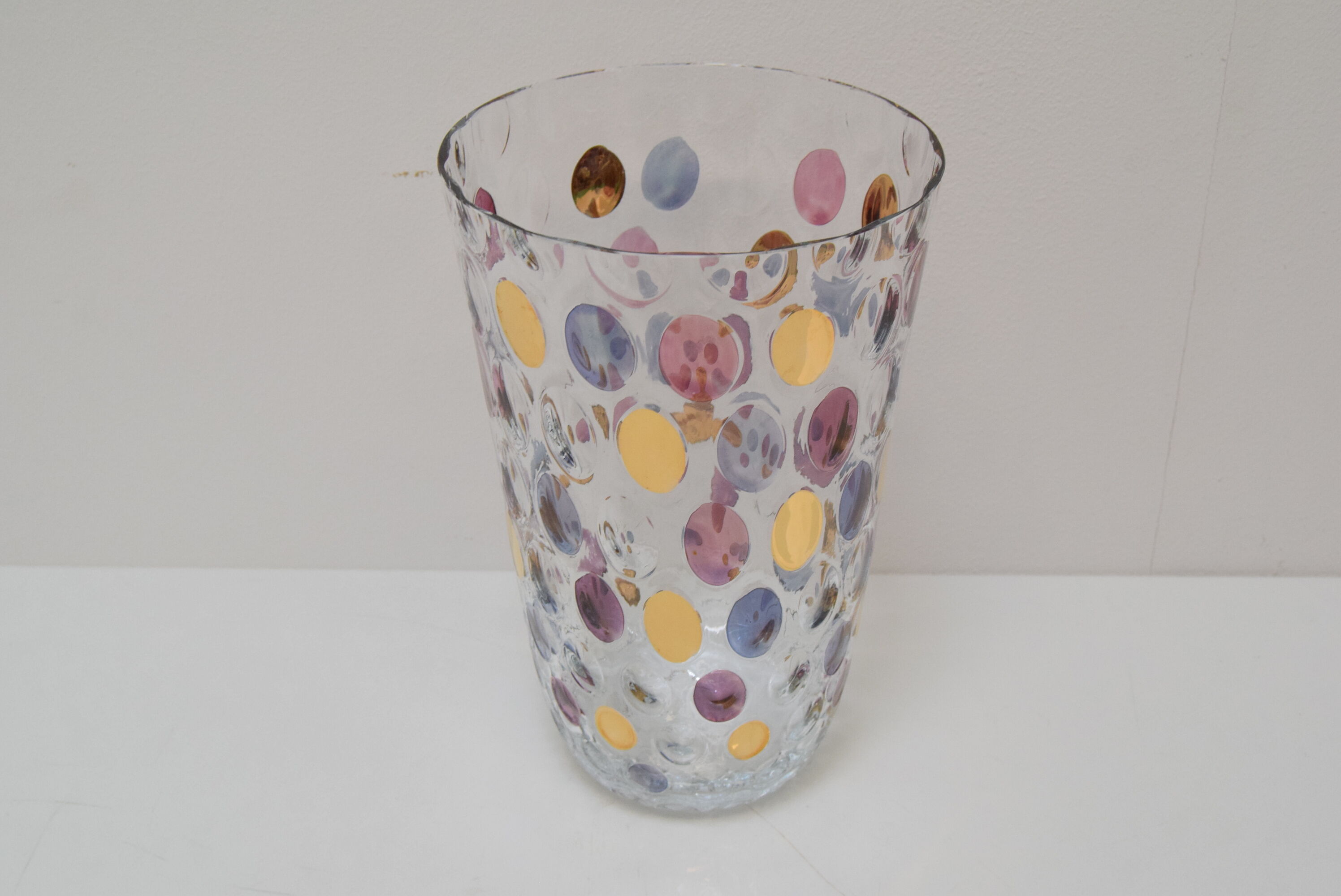 Vintage glass vase by Glasswork Novy Bor 1950's