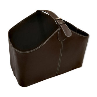 Porte revue en cuir marron