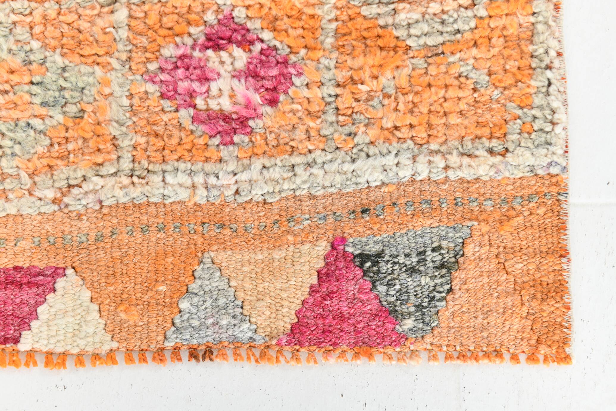 Tapis de couloir vintage orange doux 3x11, en laine, 90x330 cm