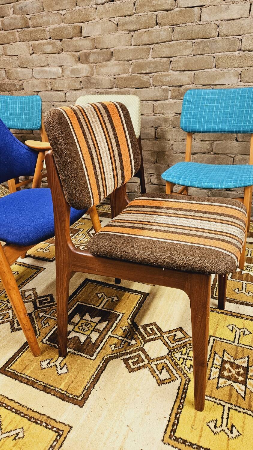 Set of 6 mismatched 1960s Scandinavian chairs