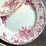 6 Boulenger & Cie flat plates in ecru and pink enamelled ironstone,