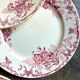 6 Boulenger & Cie flat plates in ecru and pink enamelled ironstone,