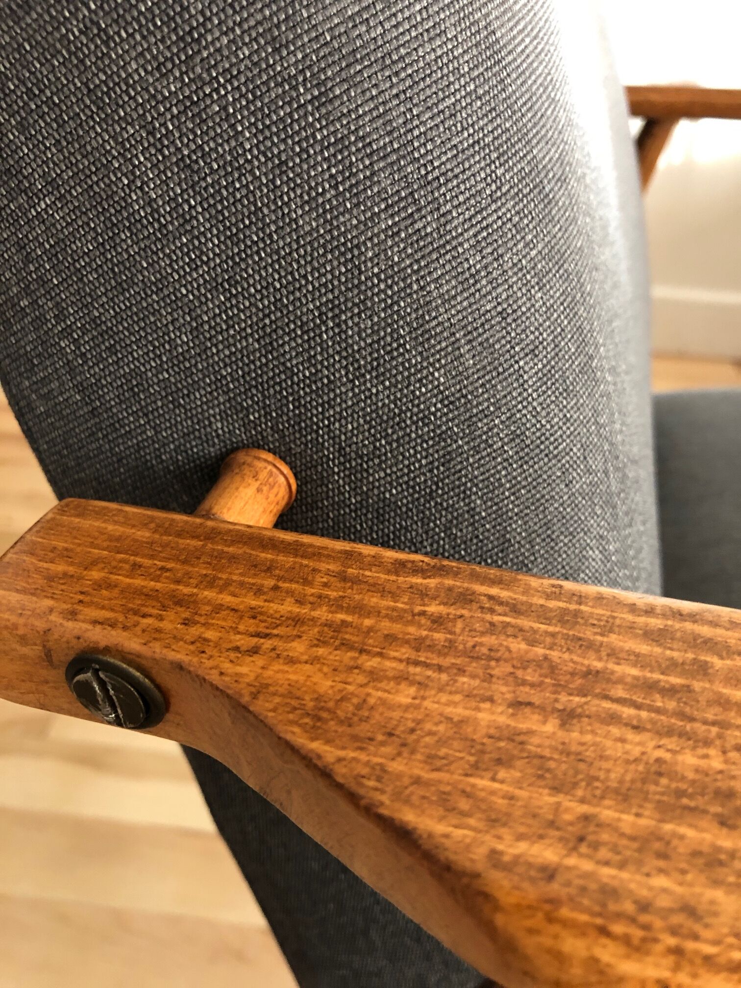 Set of two grey armchairs in kvadrat upholstery by henryk lis, europe, 1960s