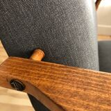 Set of two grey armchairs in kvadrat upholstery by henryk lis, europe, 1960s