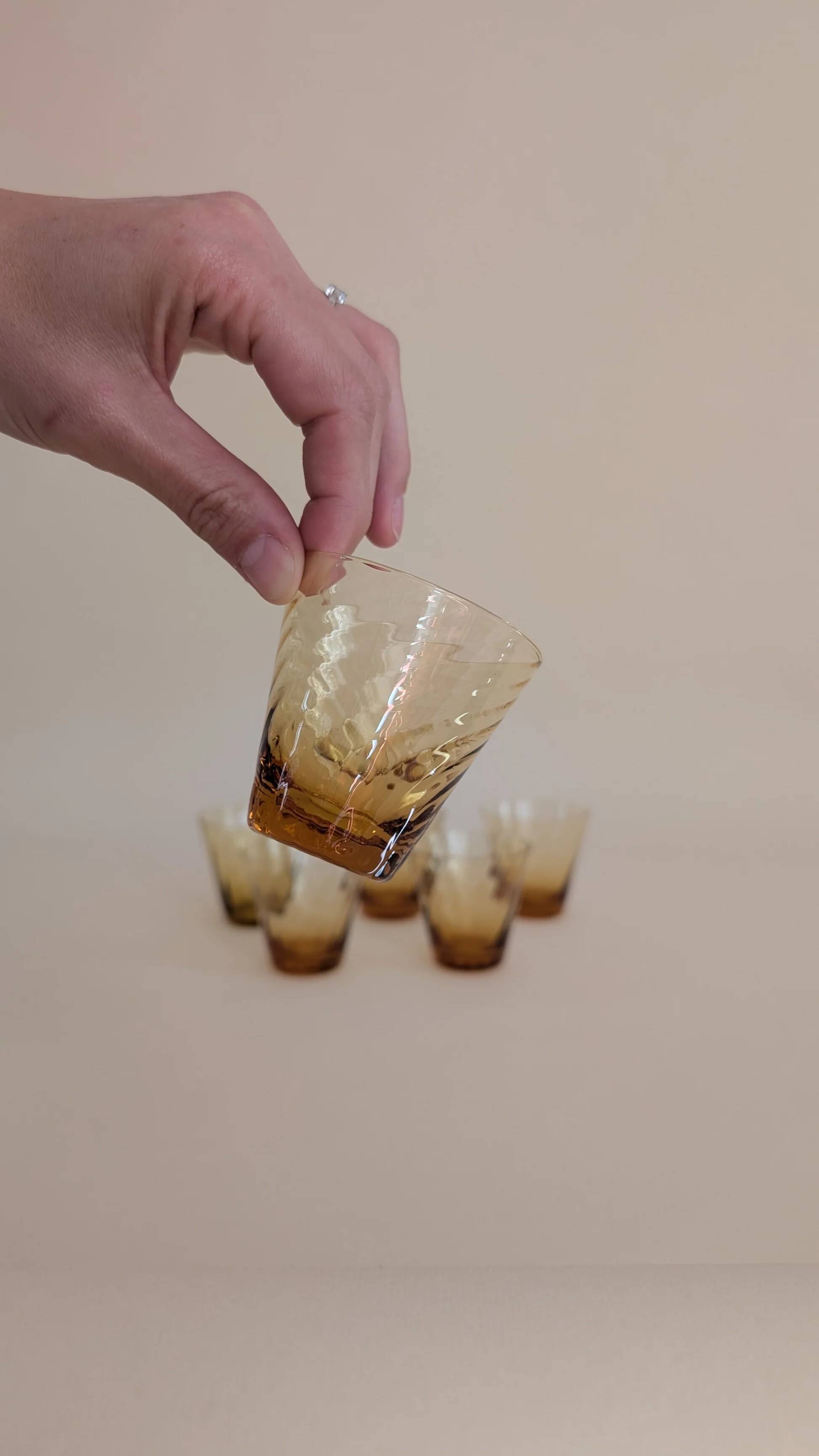 Set of 6 amber glasses