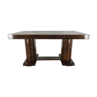 Table brutaliste art déco massive et extensible