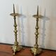 Pair of Large Brass Altar Candlesticks with Baluster Shaft and Tripod Base