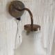 Swan neck wall lights in brass and glass - mid 20th century.