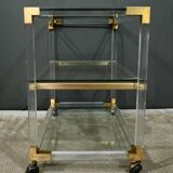 Rolling acrylic and brass serving table – 1960