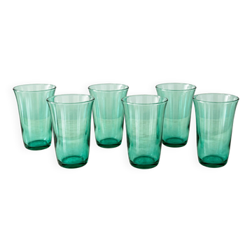 6 vintage emerald glasses – 1960s/70s