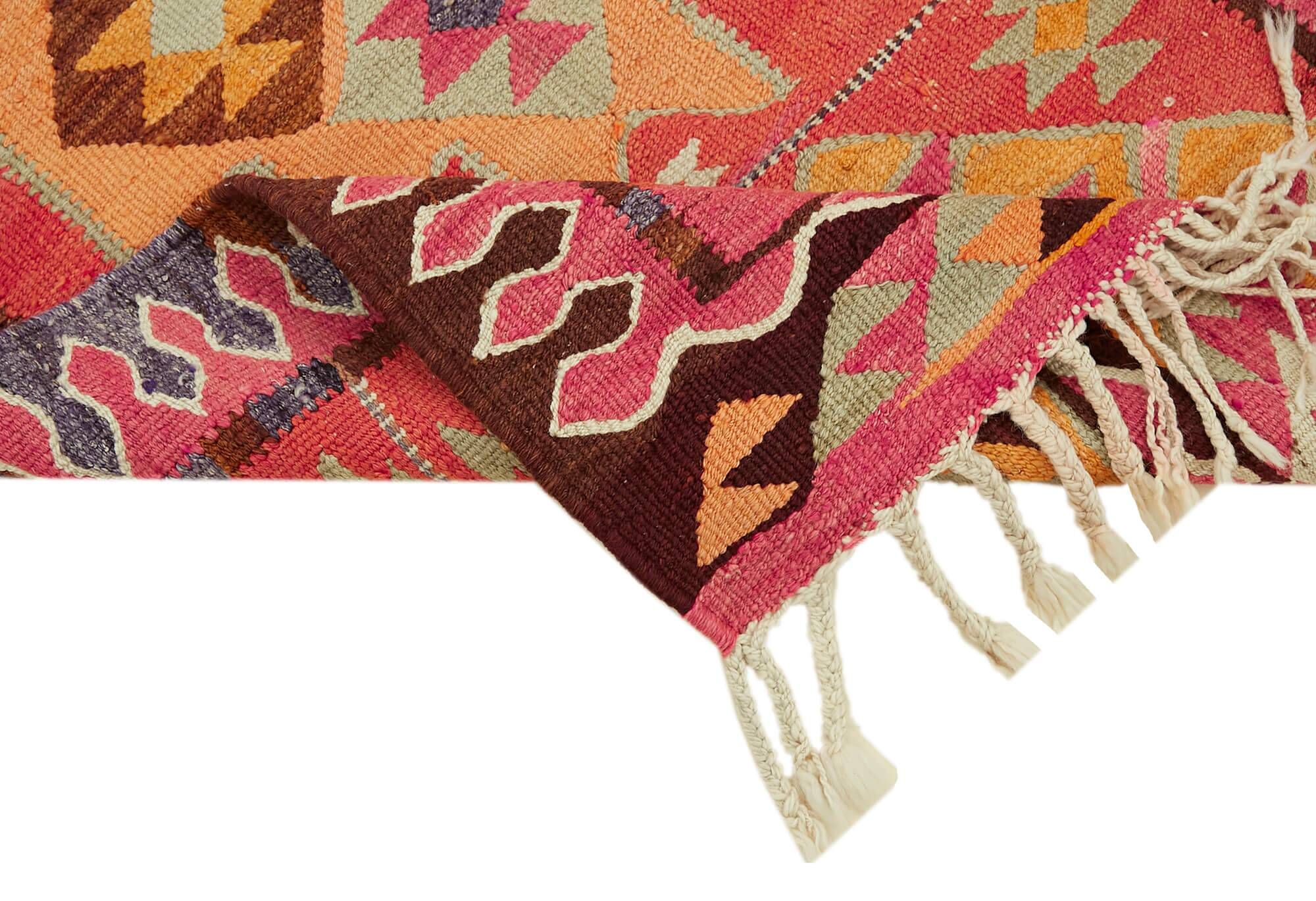 Turkish Handwoven Vintage Herki Kilim 98 cm x 320 cm