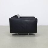 Lounge Chair in Leather and Chrome by Molinari
