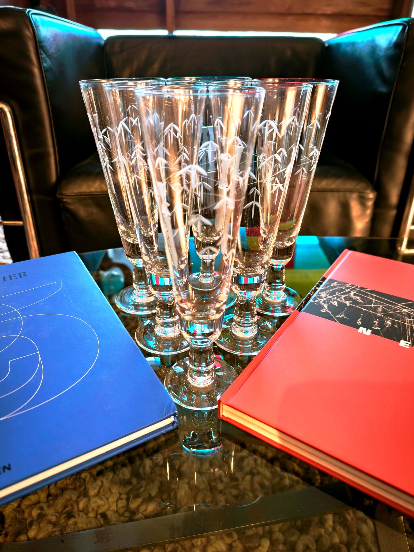 6 vintage bamboo beer glasses from the 1960s, Noritake Sasaki style.