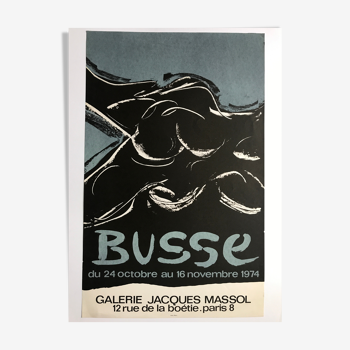 Poster in lithograph of Jacques BUSSE, Galerie Jacques Massol, 1974