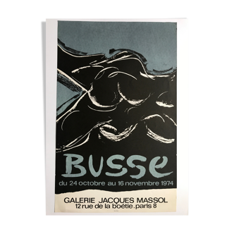 Poster in lithograph of Jacques BUSSE, Galerie Jacques Massol, 1974