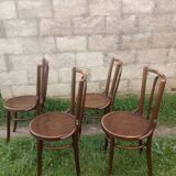 Set of 4 curved wooden bistro chairs