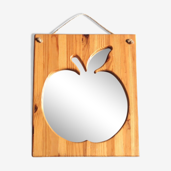 Miroir rectangulaire pomme en bois de pin et corde