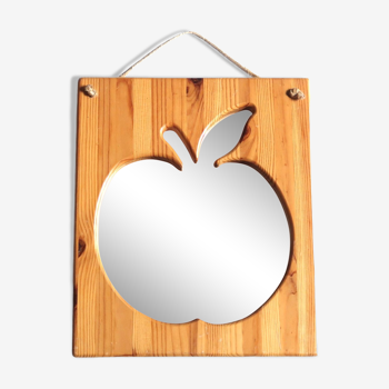 Rectangular apple mirror in pine wood and rope