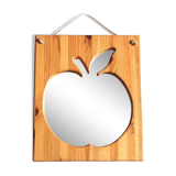 Rectangular apple mirror in pine wood and rope
