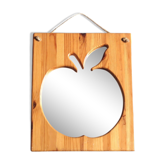 Rectangular apple mirror in pine wood and rope