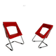 2 chaises tubulaire en simili rouge, années 80 en simili rouge