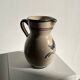 Off-white glossy ceramic decanter, hand-painted gray blue patterns H:20cm