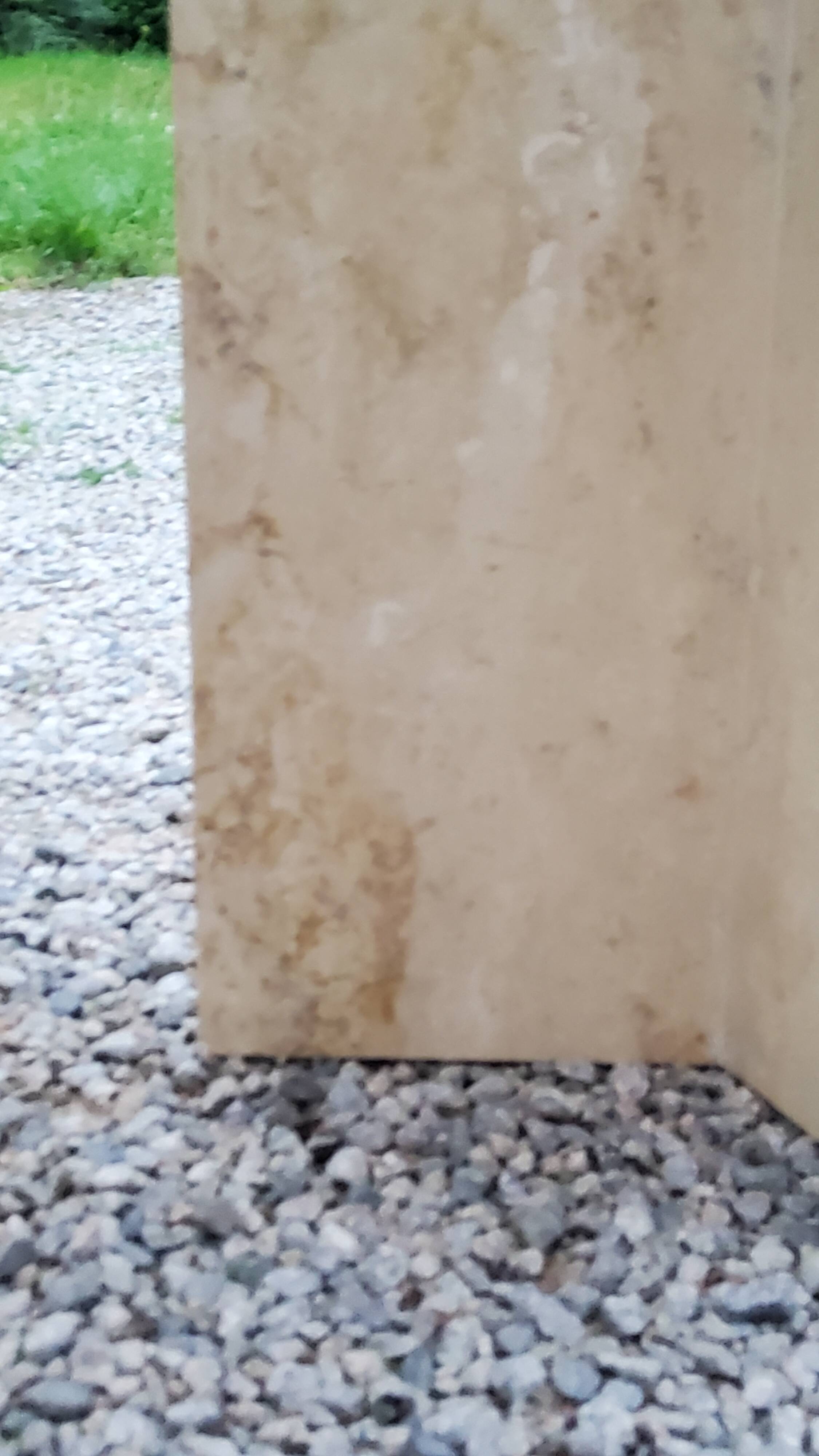 70s travertine and smoked glass designer coffee table