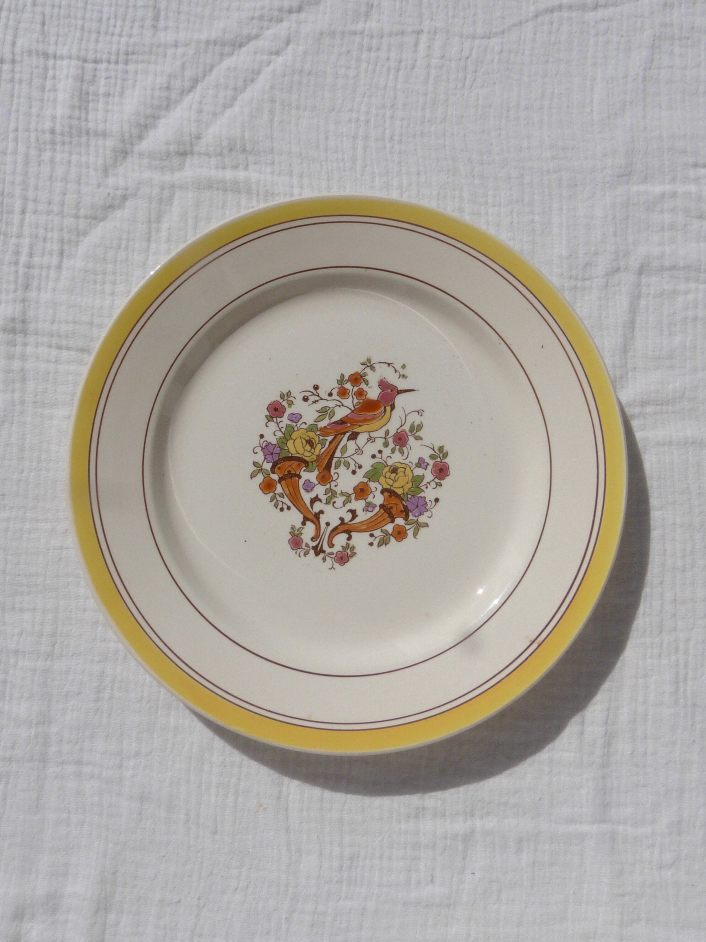 Set de 5 assiettes oiseau Boch la Louvière