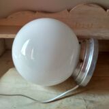 Old ceiling of 40's, white opaline globe, ceiling light