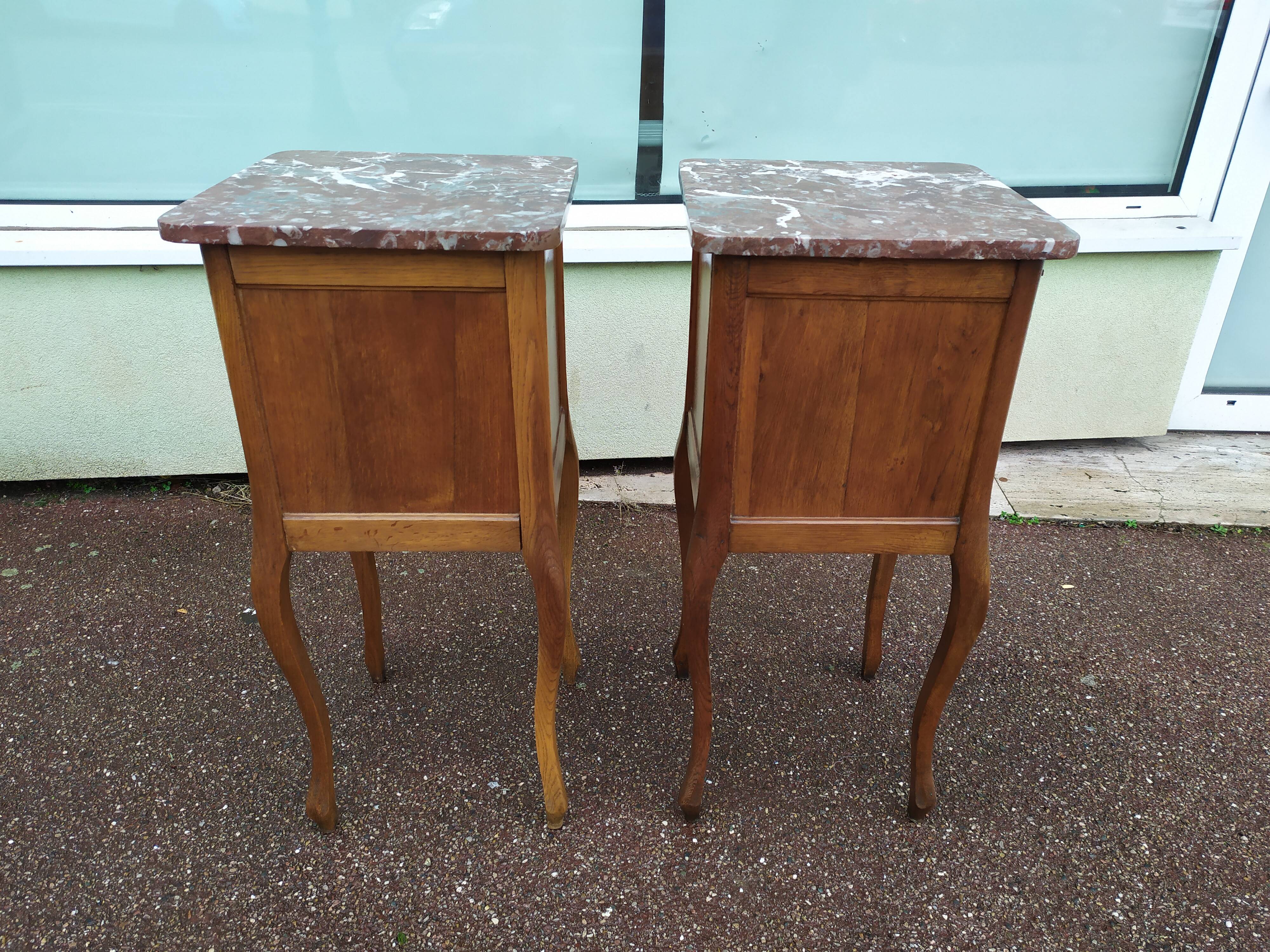 Set of 2 Louis XV style marble bedside tables