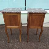 Set of 2 Louis XV style marble bedside tables