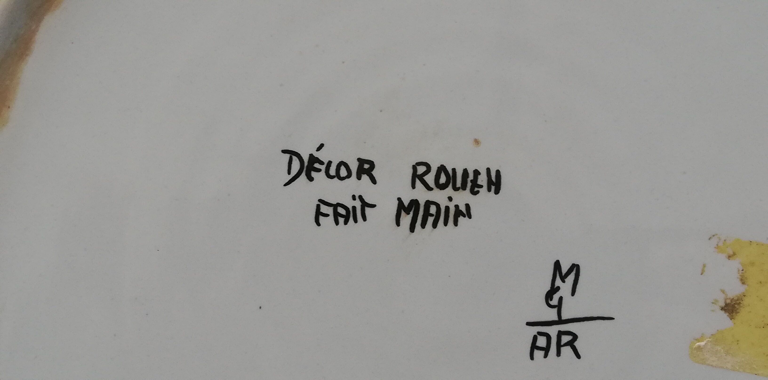 Collection plate Vieux Rouen signed handmade