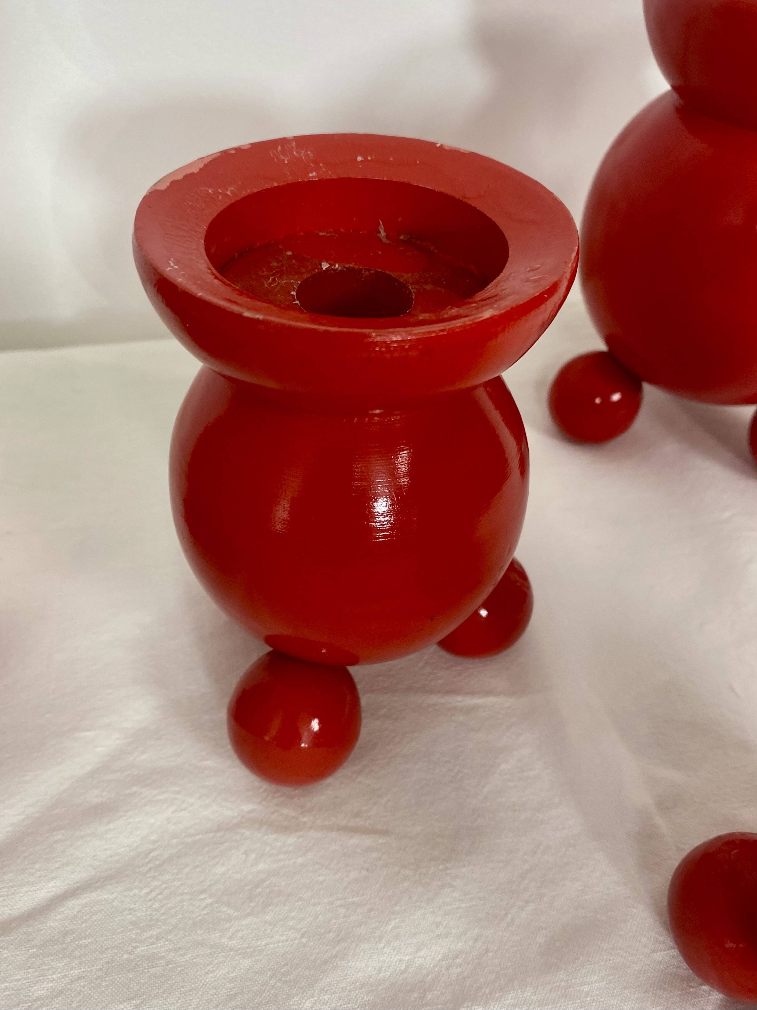 Set of 4 Swedish wooden candlesticks – 1950s