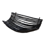 Large Vintage Black Bamboo Fruit Basket