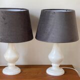 Pair of Vintage Alabaster Stone Lamps