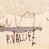 Painting Watercolor "The House by the Lake" Landes by P. Valliez Dordogne