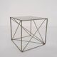 Rare metal and glass side table by Max Sauze, Isocele, France 1960's