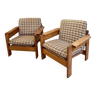 Pair of pine armchairs