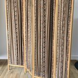 Screen in beech wood and vintage fabrics 1970s