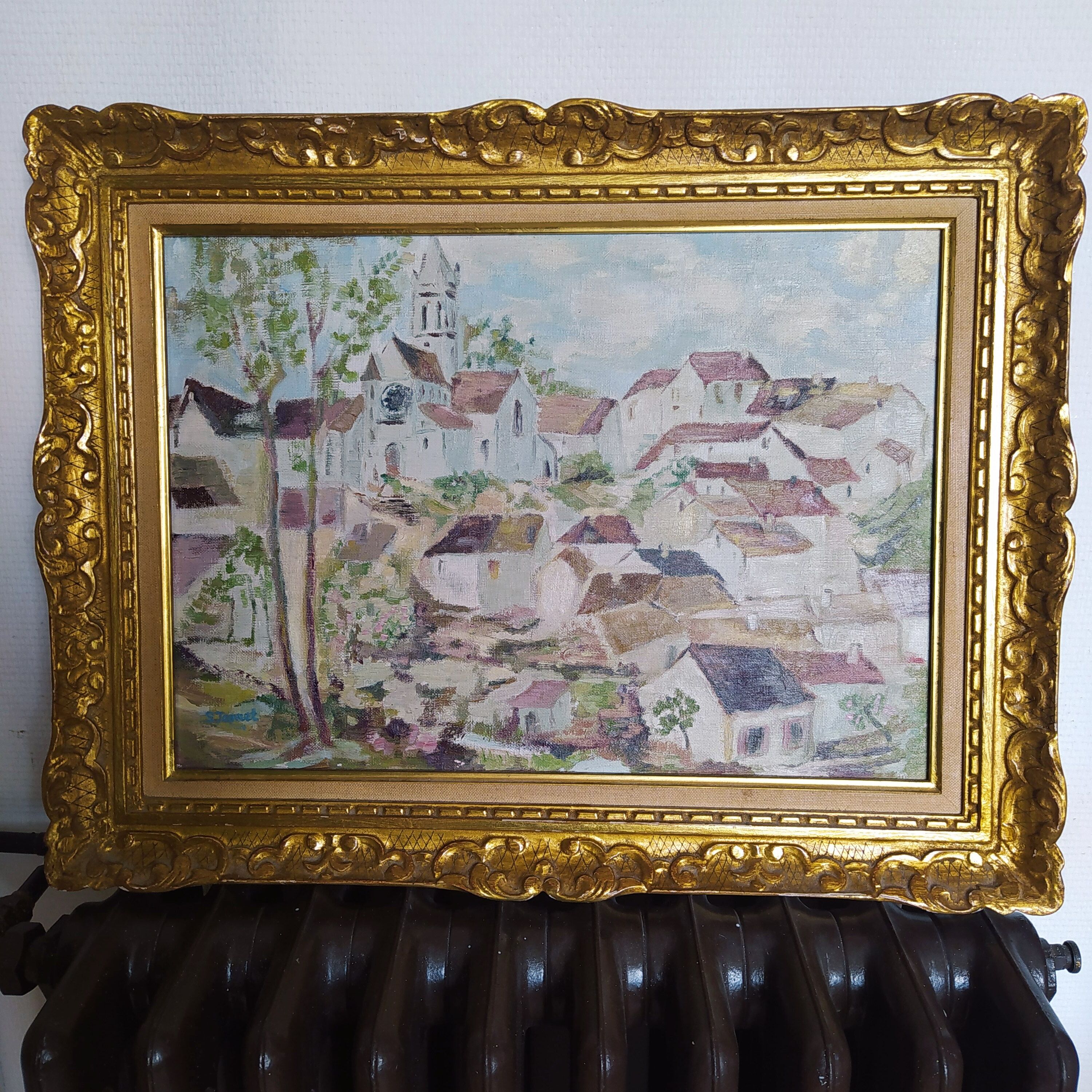 Oil on canvas signed  STourret village de beaulieu