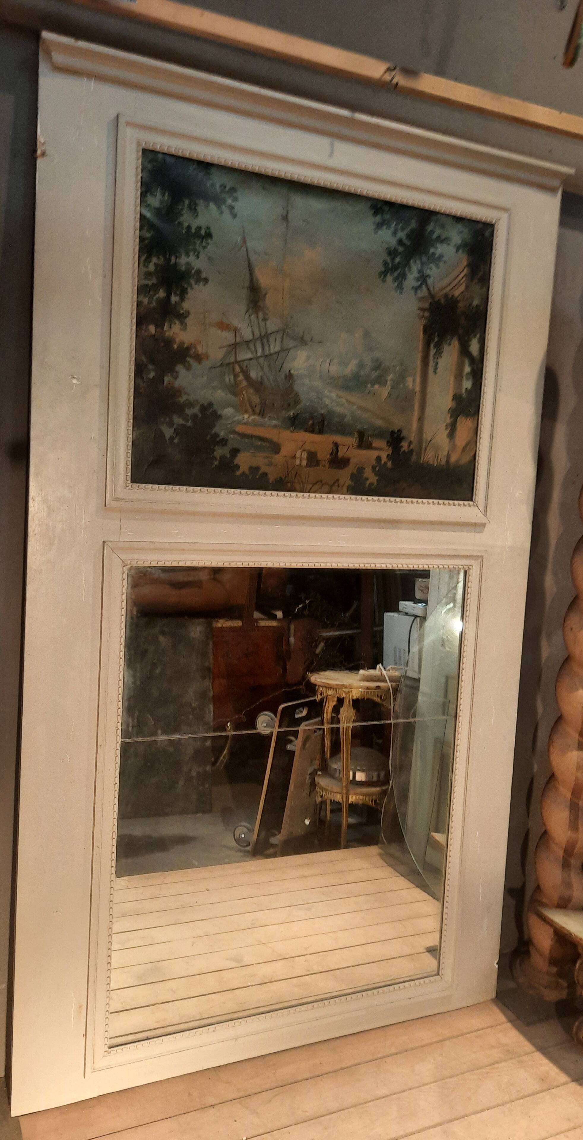 Large trumeau of woodwork mirror