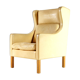 Danish oak & leather lounge wingback chair 70s